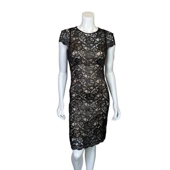 L'AGENCE Dresses & Skirts - L'Agence | Women's Black Shimmer Lace Fitted Dress with Silk Slip | Size: 4